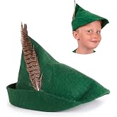 Narwhal Novelties Peter Pan &amp; Robin Hood Costume Hat with Removable Feather | Green Felt Costume Hat &ndash; One Size for Kids &amp; Adults &ndash; Renaissance Medieval Hat, Cosplay Accessory for Halloween Parties