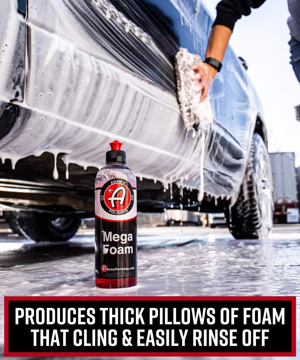 Adam’s Mega Foam Car Soap - Concentrated pH Neutral Car Wash Soap | Extreme Suds In 5 Gallon Bucket Foam Cannon Pressure Washer | Foam Gun Pad Sponge Mitt Chamois | Safe On Car Wax & Ceramic Coating: Automotive