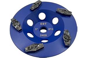 5" PCD Grinding Wheel for Epoxy, Glue, Mastic and Paint, 5 Crushed Chip PCD Segments, 5/8"-11 Arbor