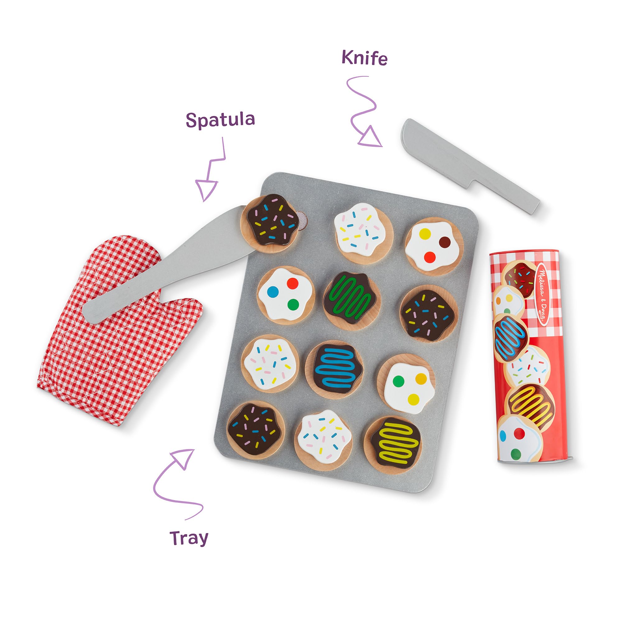 Melissa & Doug Slice and Bake Cookies Wooden Play Food Set with Toppings Pretend Cookies and Baking Sheet, Wooden Play Food Set, Toy Baking for Kids Ages 3+