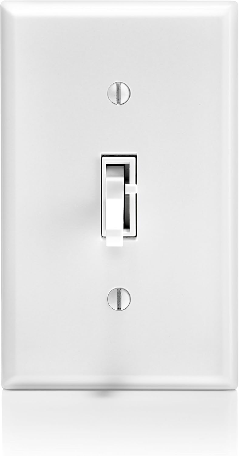 Leviton TSL06-1LW Toggle Slide Universal Dimmer, 300W Dimmable LED & CFL, 600W Incandescent & Halogen For Single Pole Or 3-Way, with Locator Light, White, 1 Pack - - 