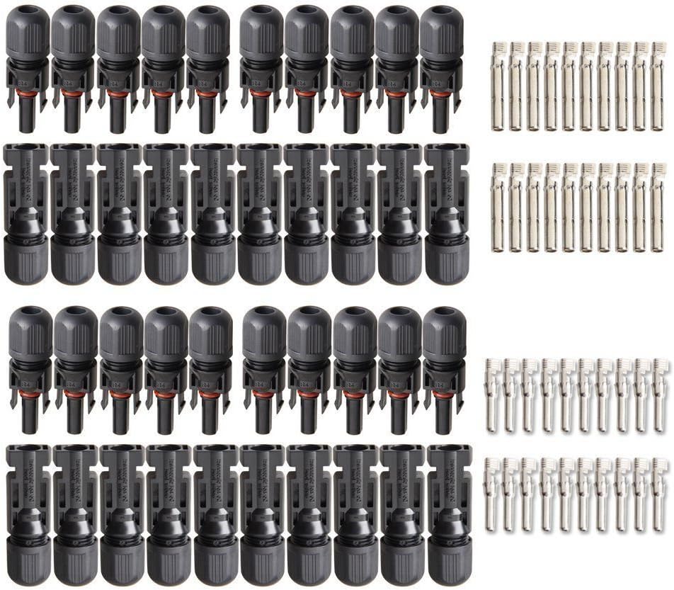 VIKOCELL 20 Pairs PV Solar Panel MC4 Cable Connectors Male and Female for Home Solar System