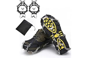 2 Pairs Ice Cleats for Shoes Boots, Non Slip Crampons Gripper Spikes, Heavy Duty Stainless Steel Spikes Traction for Winter B