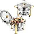 Umisu 4.8 QT 2 Pack Chafing Dishes for Buffet with Lid,Round Chafing Dishes for Buffet,Catering Supplies Buffet Display, Serv