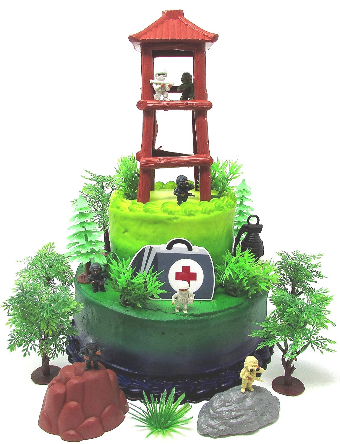 Battle Crusade Survival Royale Gaming Themed Cake Topper with Battle Figures and Resource Themed Accessories