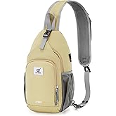 SKYSPER Sling Bag RFID Crossbody Sling Backpack Cross Body Shoulder Bag Travel Hiking Daypack for Women Men(Khaki)