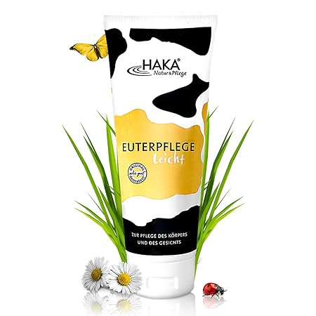 HAKA Euterpflege leicht I 200 ml Feuchtigkeitscreme für raue, strapazierte Haut I Sanfte Pflegecreme für trockene Hände und b