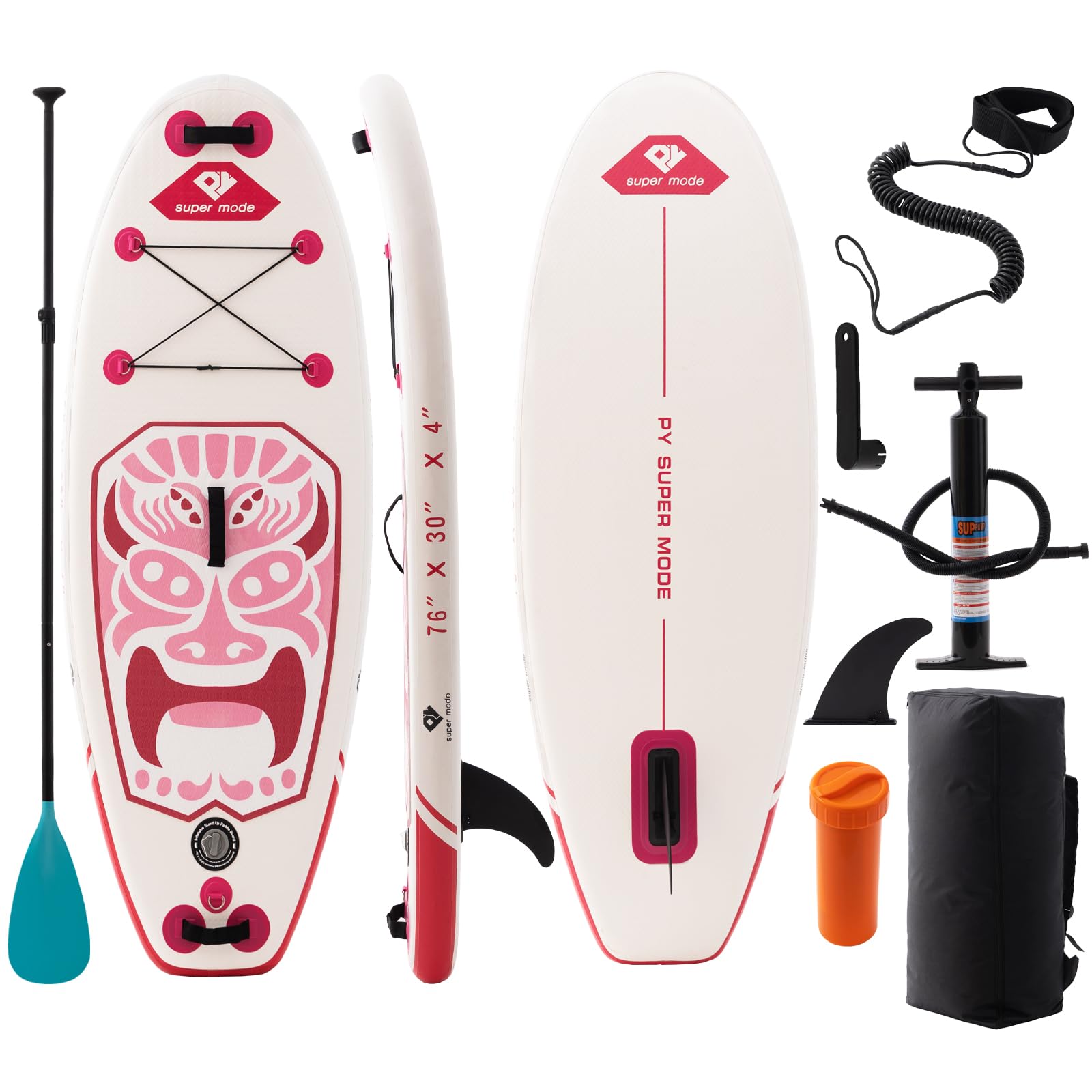 Photo 1 of PY SUPER MODE Inflatable Paddle Board - 76"x30"x4" Stand Up Paddleboards for Adults & Youth, Extra-Wide Stable Design, Non-Slip EVA Deck, Includes Paddle/Pump/Bag for Surfing, Travel