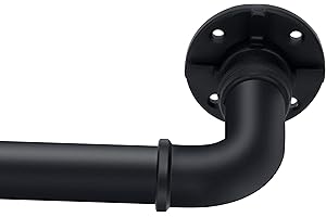 YAJUXIU Industrial Curtain Rod, 1 inch Curtain Rod, Outdoor Curtain Rod, Curtain Rods for Windows 66 to 120, Hanging Curtain Rod, Black Curtain Rod, Rustic Curtain Rod, Curtain Rod Set with Brackets, 30-120"