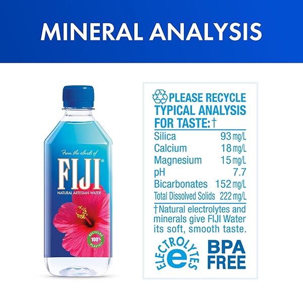 FIJI NATURAL ARTESIAN BOTTLED WATER 500 ML / 16.9 FL OUNCE (PACK OF 6) – 100% RECYCLED PLASTIC