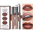 RG ROUGE LX 3-in-1 Lip Gloss Set: Matte Lipstick, Moisturizing Lip Gloss, 2mm Lip Liner. The Matte Texture Is Non-sticky,waterproof, The Moisturizing Texture Is Hydrating (05- Maple Leaf Red-Brown)