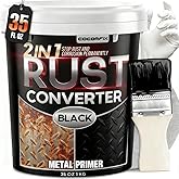 Ultra 2-in-1 Rust Converter Paint &amp; Metal Primer, Reformer for Car Frame | 35 oz Heat-Stable Paint over Rust For Frame, Trailer, Truck, Chassis &mdash; Anti-Rust Paint Repair Kit with Tools, Matte Black