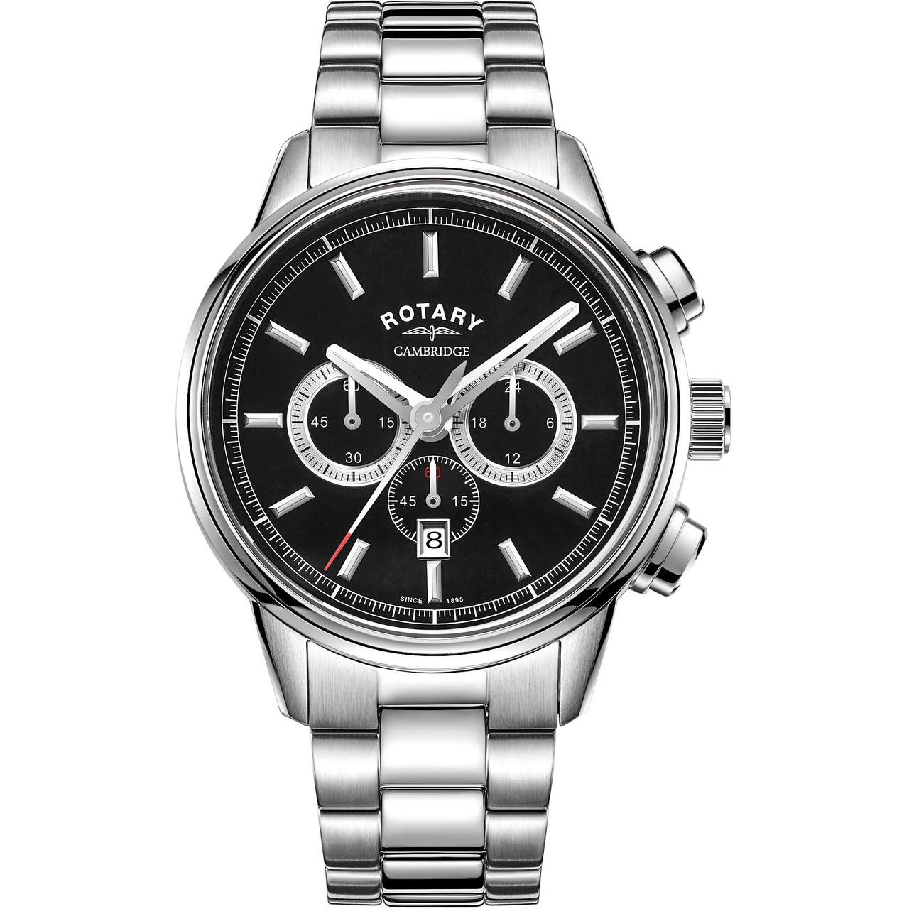 Rotary Men's Cambridge Chronograph Sapphire Black Dial Bracelet Watch GB05395/04