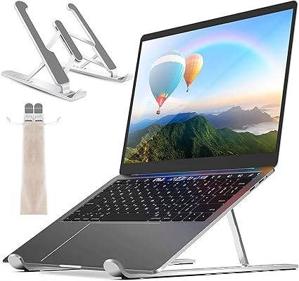 Amazon Co Jp ノートパソコンスタンド Pcスタンド 折りたたみ式 ラップトップスタンド 6段の高さ調節可能 持ち運びに便利 優れた放熱性 40kg荷重 ノートパソコン タブレット 本 スマホに対応 银 パソコン 周辺機器