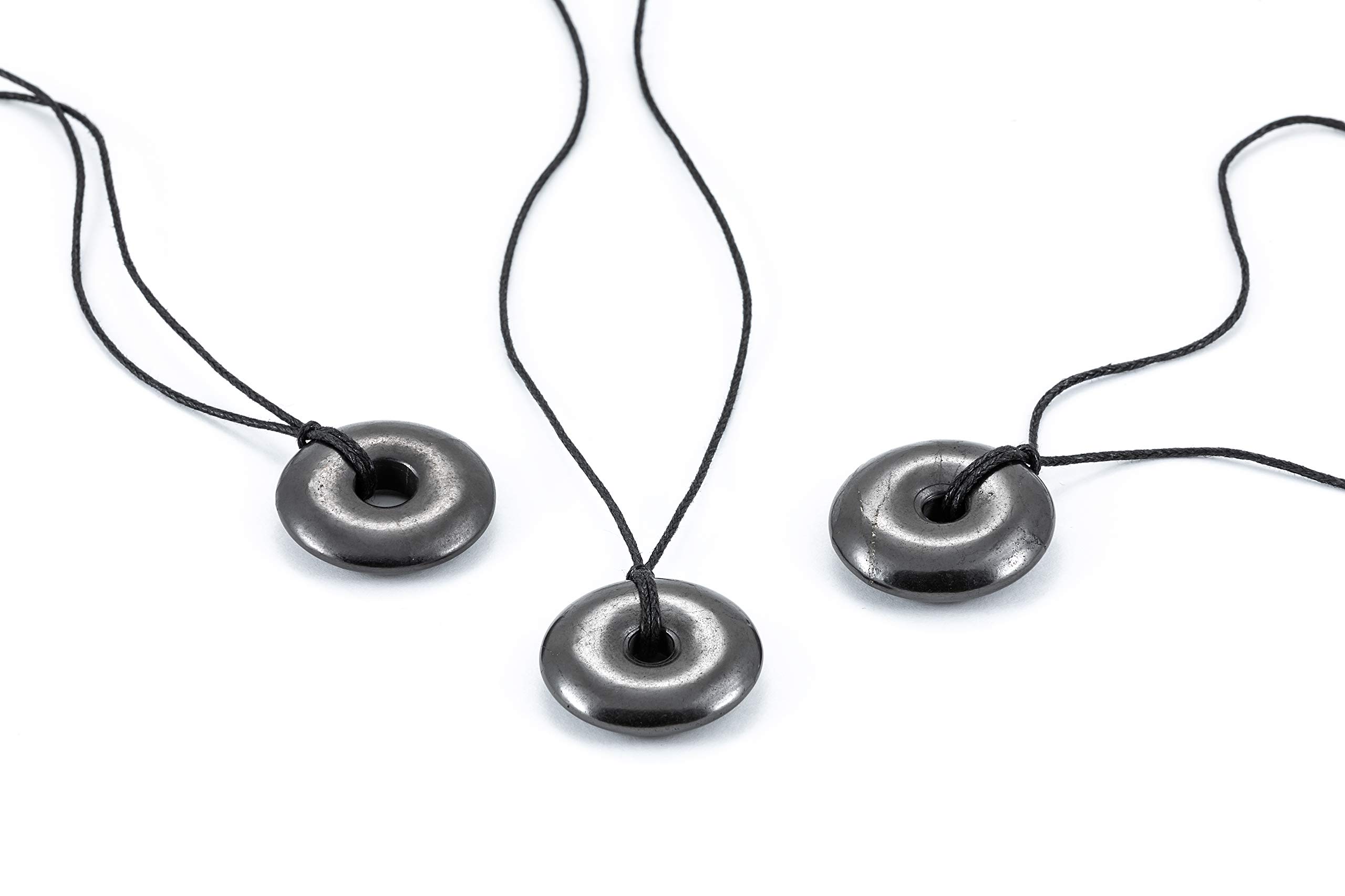 SN NATURSTEIN UG - Shungite "Donut" Pendants, 30 mm | Gem Stone from Karelia - 3 units