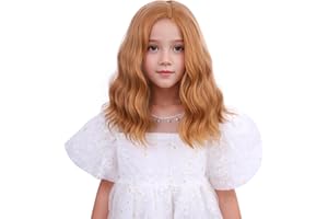 Edivd Strawberry Blonde Wig for Kids Girls Short Light Blonde Side Part, Wavy Curly Wig for Child Heat Resistant Synthetic Hair with Hair Cap