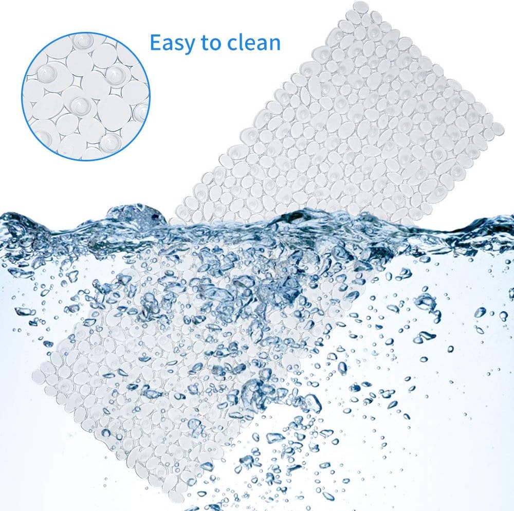 SONGZIMING Pebble Bath Mat for Bathtub to Anti Slip Bathtub Mat in Shower with 16 Inches by 35 Inches (Clear): Home & Kitchen