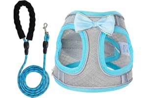 WOCUME Dog Harness with Leash Set, Step-in Breathable Puppy Cat Dog Vest Harnesses, No Pull Adjustable Reflective Puppy Harness with Soft Padded Vest for Extra-Small/Small Medium Large Dogs and Cats