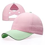 Girls Criss Cross Ponytail Hat Mesh Baseball Cap