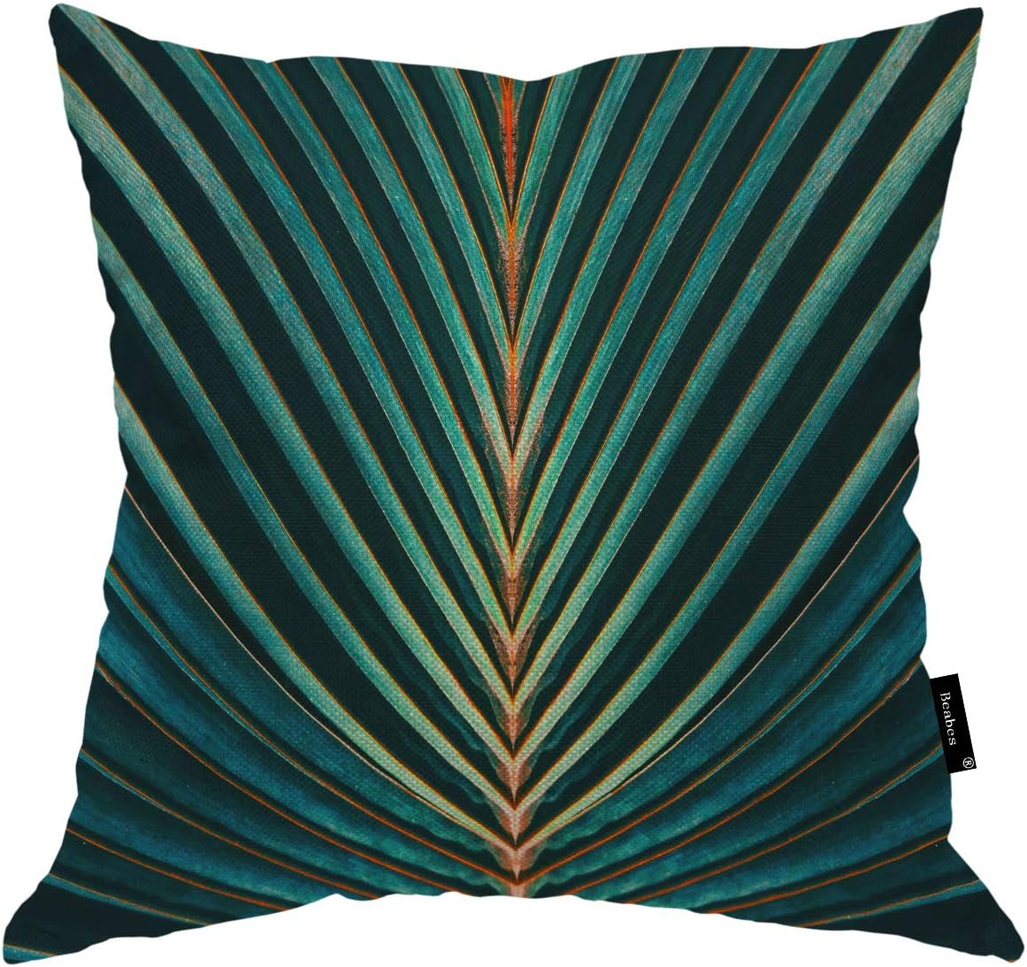 Beabes Striped of Palm Leaf Throw Pillow Cover Vintage Green Tropical Foliage Light