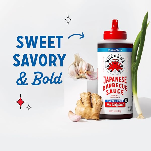 BACHAN’S – JAPANESE BARBECUE SAUCE – GLUTEN FREE, 17 OZ, SMALL BATCH, NON GMO, NO PRESERVATIVES, VEGAN AND BPA FREE. CONDIMENT FOR WINGS, CHICKEN, BEEF, PORK, SEAFOOD, NOODLE RECIPES, AND MORE