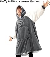 Winthome Hoodie Blanket Oversized Cozy With Large Pocket Grey Cream M view 4