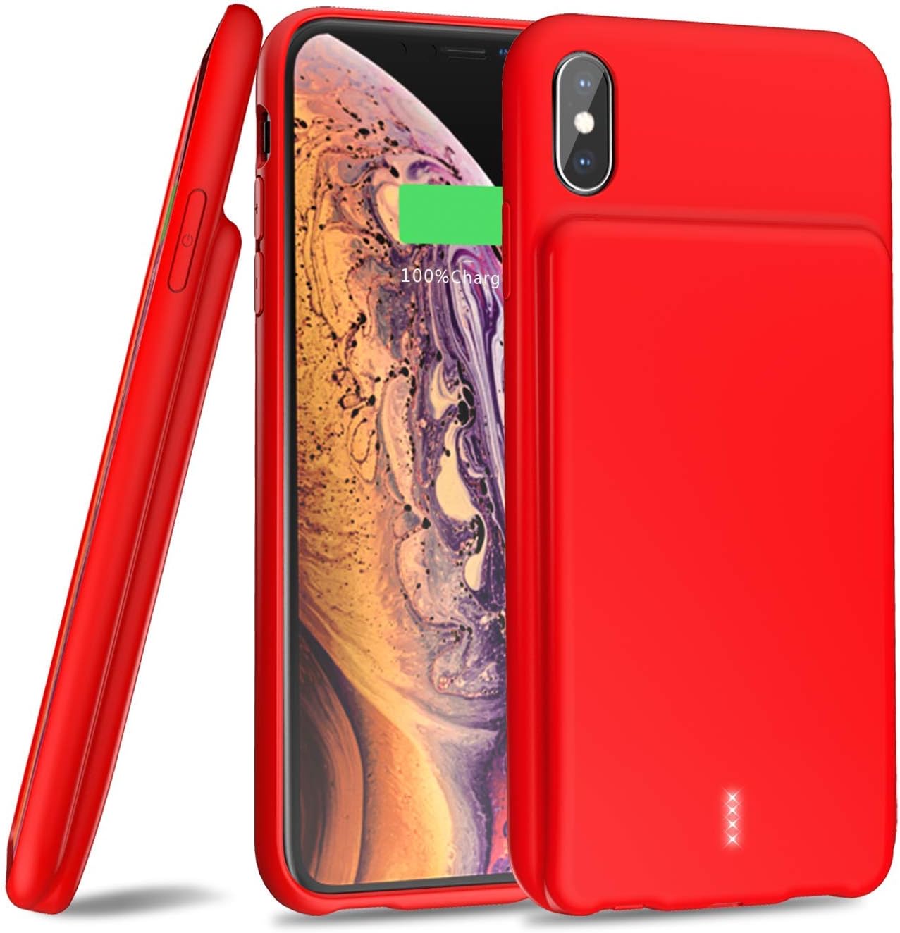 YISHDA Battery Case for iPhone XS Max, 5000mAh Rechargeable Extended External Backup Battery Charger Case for iPhone XS Max Charging Case Power Bank Protective Cover - Red