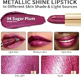 Oulac Metallic Shine Glitter Lipstick Purple Sugar Plum 04 4.3 g Vegan view 5
