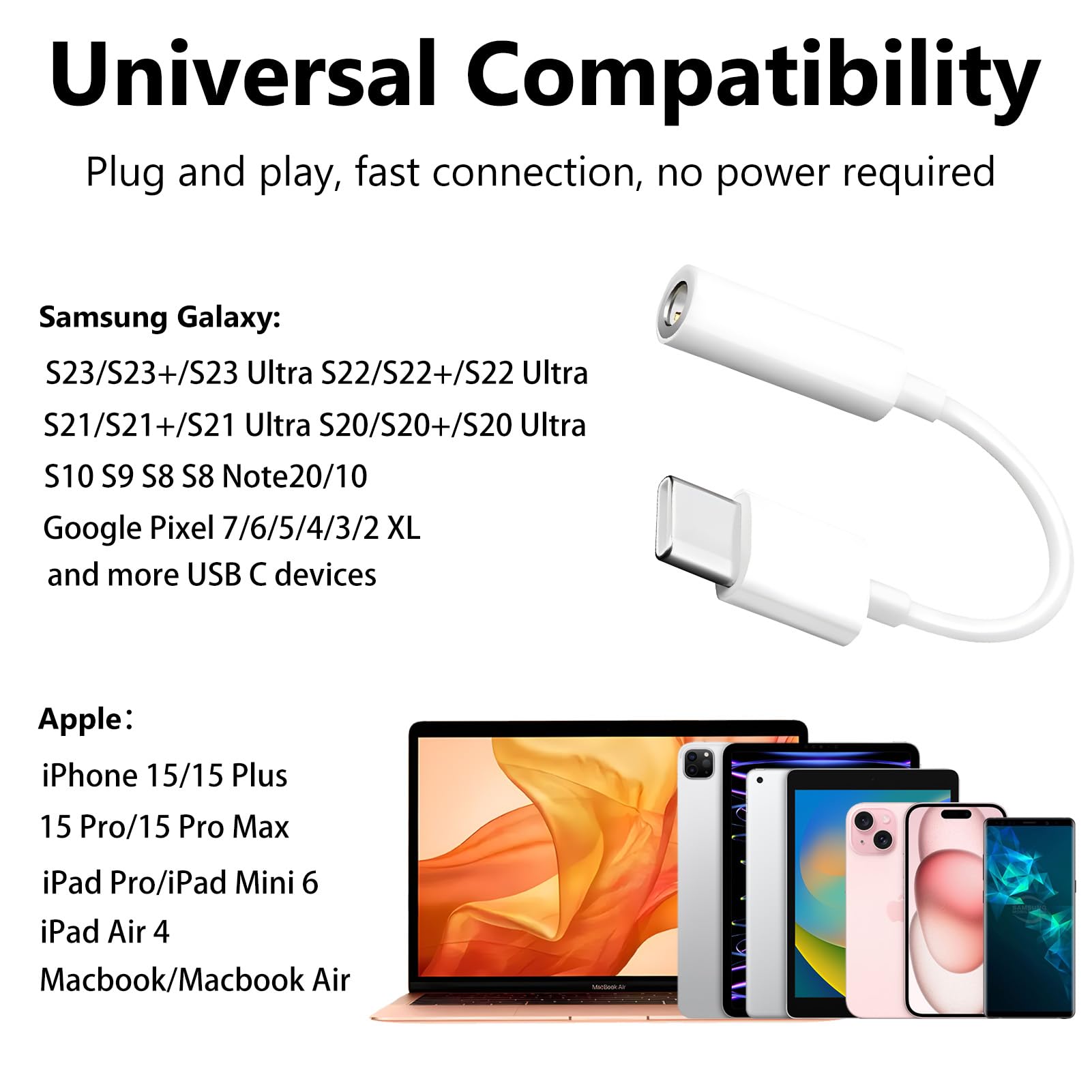 Seulliya 2 Pack USB Type C to 3.5mm Female Headphone Jack Adapter, USB C to Aux Audio Dongle Cable Cord Compatible with iPhone 16 Pro 15 Pro Max, Max,iPad Pro,MacBook, Galaxy S24 S23 S22