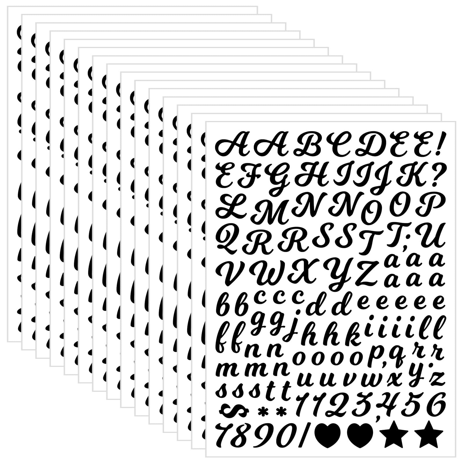 1770 Pcs Letter Stickers 0.5 Inch Black Alphabet