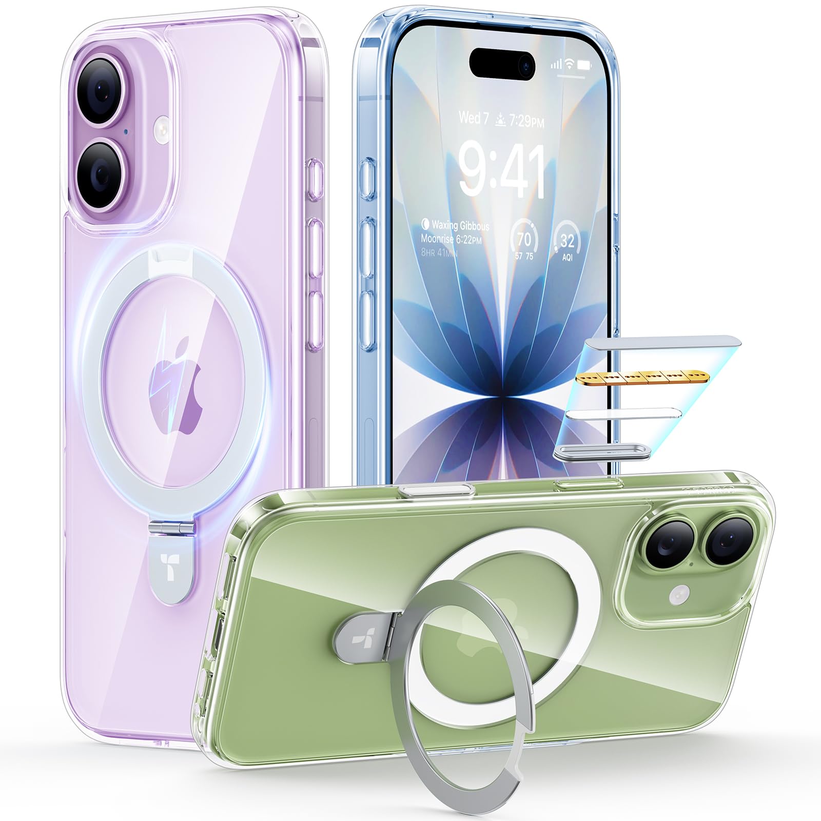 Photo 1 of TORRAS Ostand Magnetic for iPhone 17 Case Clear, Fit for MagSafe, 3X Military Drop Protection, Camera Control, Slim Phone Case for iPhone 17 with Kickstand, Soft Edge, Anti Yellowing Cover 6.3", Clear