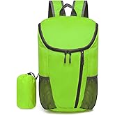 SUIKIHUM Hiking Backpack, 20L Packable Daypack for Men Women, Nylon with Adjustable Straps, Lightweight Waterproof Outdoor Camping Travel, Green