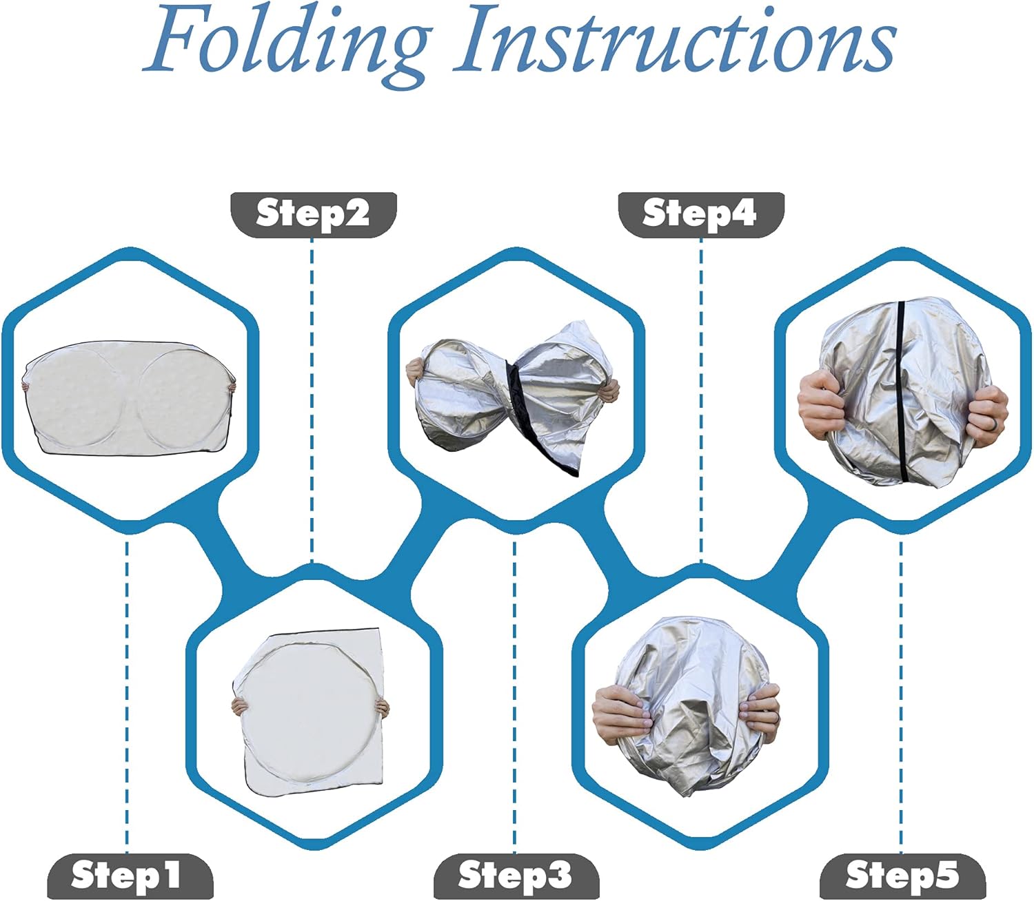 Enovoe Car Sunshades for Windshield with Bonus Drawstring Pouch Bag with Woven Logo. Premium 230T Reflective Material Blocks Heat. Windshield Cover Sun Shade Keeps Vehicle Cool - Large 63 x 33.8 in: Automotive