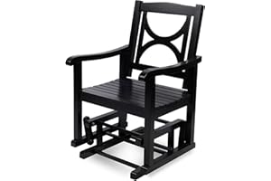 Shine Company Luna Modern Indoor Outdoor Wood Glider Patio Chair, Black