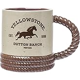 Silver Buffalo Yellowstone Dutton Ranch Montana Rope Ceramic 3D Sculpted Mug, 20 Ounces