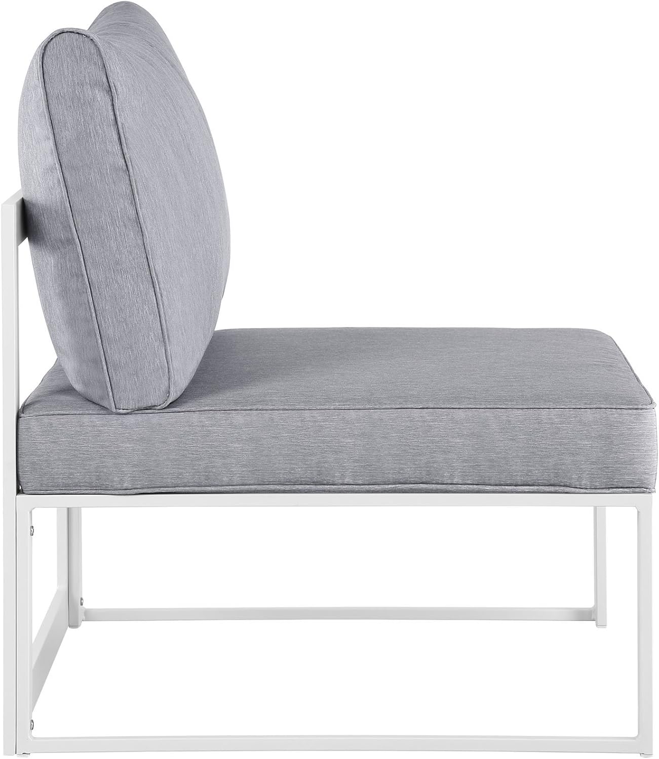 Modway Fortuna Aluminum Outdoor Patio Armless Chair in White Gray : Garden & Outdoor