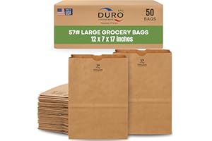 Duro Heavy Duty Kraft Brown Paper Barrel Sack Bag, 57 Lbs Basis Weight, 12 x 7 x 17, 50 Ct/Pack, 50 Pack