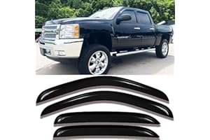 DARODCAR 94515 Side Window Visor Rain Guards for 07-14 Chevy Silverado 1500 & GMC Sierra 1500 2500HD 3500HD Crew Cab/Avalanche/Suburban/Yukon XL Wind Deflectors Windnow Shade Vent Sun Visors 4PCS