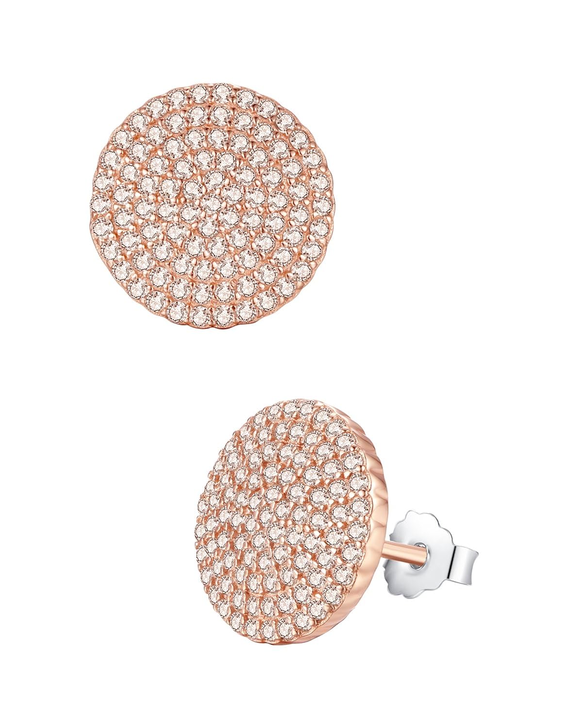 Aoiy Pendientes de las mujeres plata de ley Circonita Color oro rosa