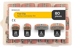 DEMASLED 80 Pcs Set with 2 and 3 Lever Terminals, Fast Clip Splice Connector Kit, Lever-Nut Terminals for Electrical Splicing and Wire Connections