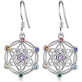 Chakra Earrings 925 Sterling Silver Chakra Star of David Earrings Yoga Chakra Jewelry Gifts for Women