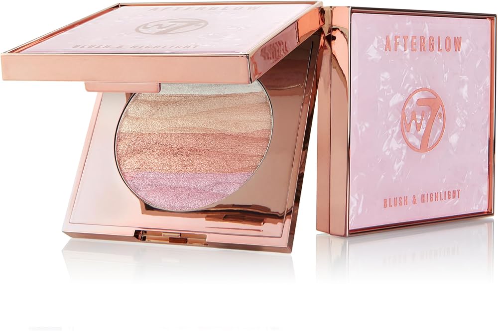 W7 Afterglow Blusher & Highlight Compact Pink & Gold Glow