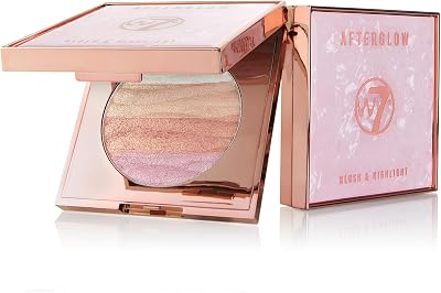 W7 Afterglow Blusher & Highlight Compact Pink & Gold Glow