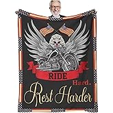 Motorcycle Throw Blanket Gift for Men & Women, Biker Man Cave Decor, Couch Bed Throw, 50'' x 60'', Birthday Christmas Father’s Day Independence Day Gifts for Motorcycle Lovers