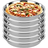 MUXHEL 6 Pack Deep Dish Pizza Pan 10 Inch Stainless Steel Pizza Pan for Oven, Non-Stick Pizza Tray Pizza Baking Sheet Pizza Plates Pie Pan for Pie, Cookie, Dishwasher Safe