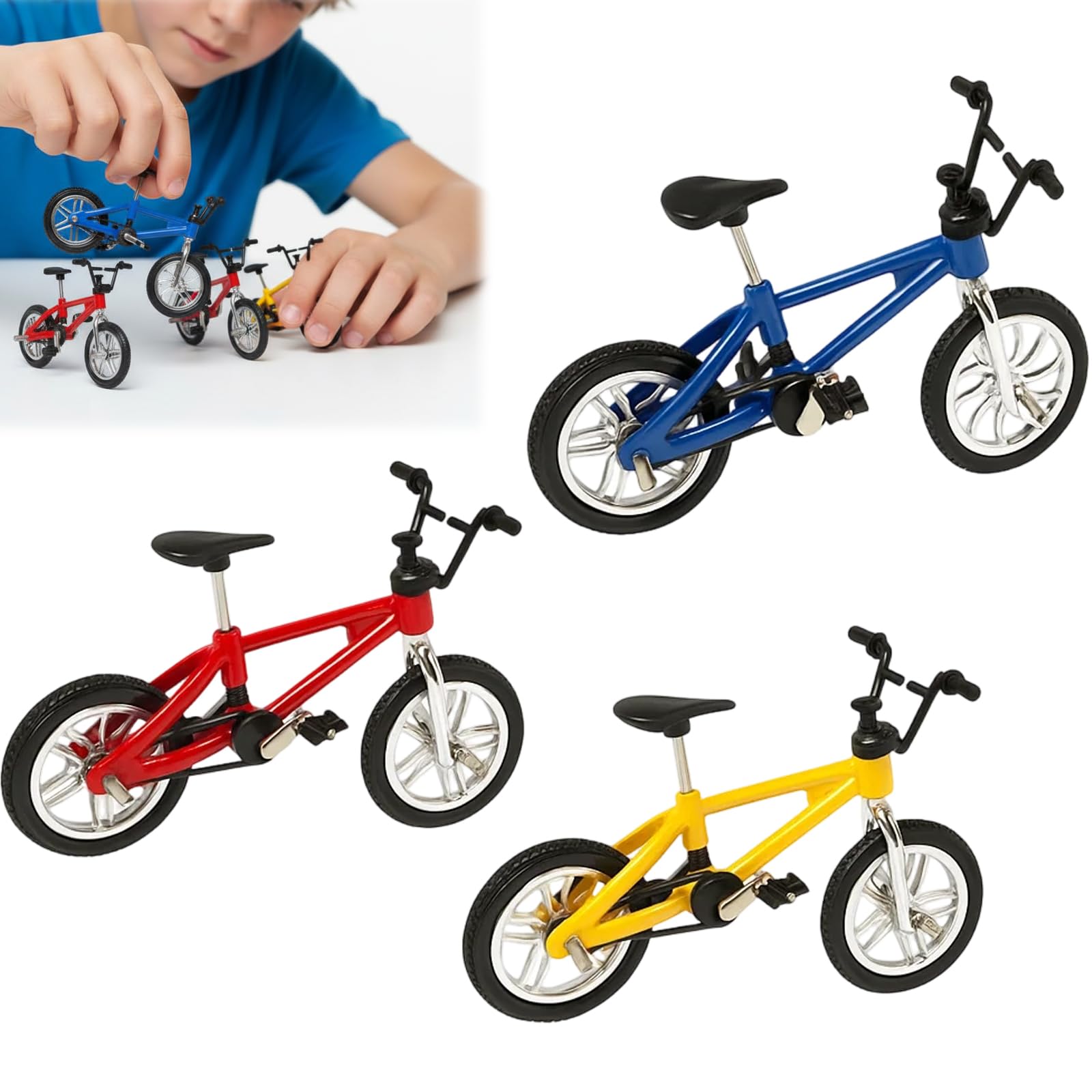 WORUIB Tech Deck BMX, Finger Bike Toy, Mini BMX Bike Models for Collectors, Finger Mountain Bike with 10.5 x 7cm Size, Perfect for Desk Display and Play