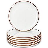 Mora Ceramic Plates Set, 7.8 in - Set of 6 - The Dessert, Salad, Appetizer, Small Dinner etc Plate. Microwave, Oven, and Dish