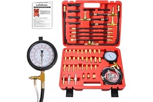LainKeen Quick Connection Fuel Injection Injector Pressure Tester Gauge Tools Kit 0-140 PSI with 9.49,7.89,6.30 Fuel Line Fit