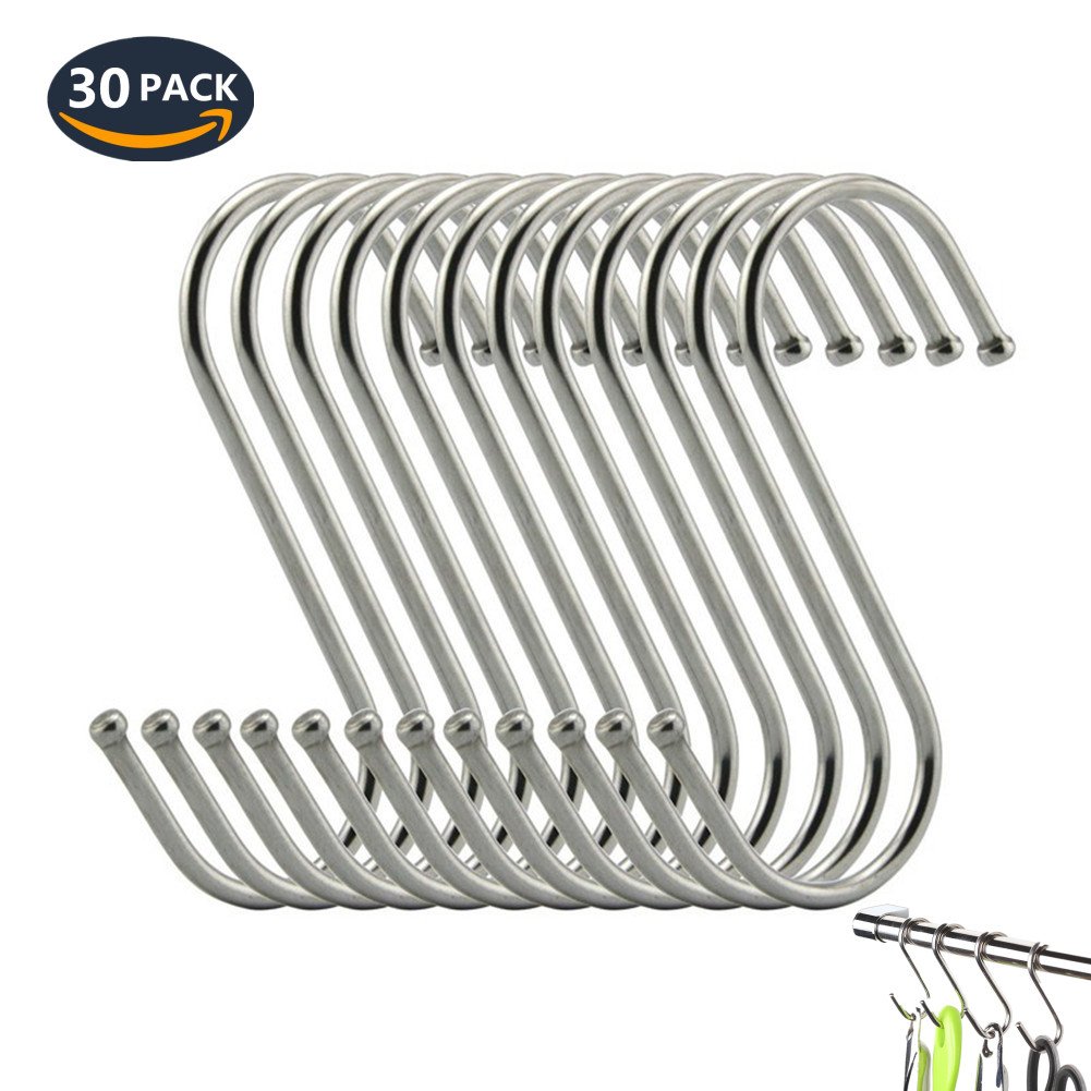 Topick S Hooks 2 Inch S Shaped Utility Hooks, 30 Pack Hanging Hooks