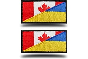 Antrix 2 Pack Canada Canadian and Ukraine Ukrainian Friendship Flag Patch, Gold Border Embroidered CA Hook and Loop Morale Em